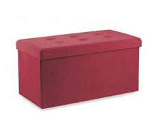 Galileo Casa 2194637 Panca Pieghevole con Contenitore Velluto Bordeaux, Rosso, Misure: l. 76 x p. 37,5 x h. 38