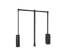 Emuca - Appendiabito saliscendi per Armadio, Barra Appendiabiti saliscendi,Largo Regolabile 450-600mm, Colore Titanio