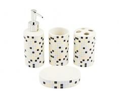 Home in Rombo Home Set 4 Pezzi Ceramica Decor Christal Arredo Bagno E Accessori, Avorio