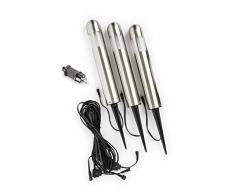 Konstsmide Amalfi - Lampada da terra a picchetto, alogena, in metallo, 15 W, corpo grigio argento, 35 cm