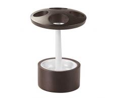 InterDesign Formbu porta spazzolino | adatto anche come portaspazzolino elettrico | elegante collezione accessori bagno in legno | Bambù/plastica bianco-marrone