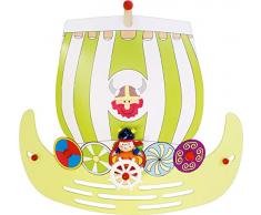 Elobra bambini Lampada da parete nave vichinga, stanza bambini, legno, colore: verde Lime, a + +