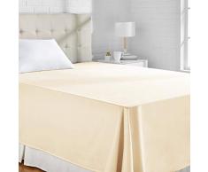 AmazonBasics - Lenzuolo piano, in rasatello di cotone, 400 fili, anti-piega, 180 x 260 + 10 cm - Beige
