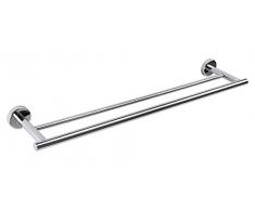 INDA A6019CAL STYL Portasalviette Doppio a Parete, Acciaio Inox, Lucido, 14 x 65 x 5 cm