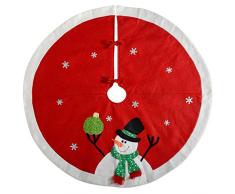 WeRChristmas - Pupazzo di neve albero di Natale decorazione gonna, Tessuto, rosso/bianco, 120 cm, grande