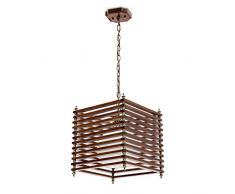 Relaxdays Lampadario a Sospensione, Mogano/Ottone/Rustico, Marrone
