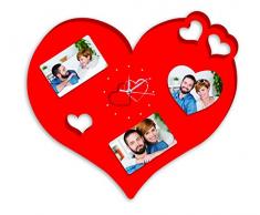 ZEP WE42 Tammy Orologio da Parete a 3 Vani, Motivo: Cuore, Colore: Rosso
