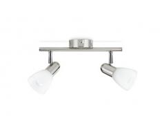 Philips Lighting Burlap Lampada Faretti 2 Luci Orientabili, Nickel, 1 Unità (Confezione da 1)