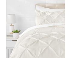 AmazonBasics - Set parure da letto con bordi arricciati, 260 x 220 cm, Crema