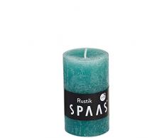 Spaas - 12 Candele cilindriche rustiche inodori, Cera di paraffina Verde Smeraldo, Diametro 48 mm x Altezza 80 mm