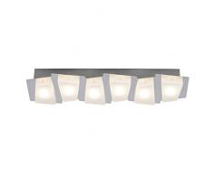 Brilliant Block - Plafoniera a LED a 6 luci, 1800 lumen, LED integrati, colore: Cromato/Bianco