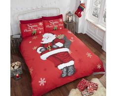 Babbo Natale fiocco di neve bambini Trapunta Matrimoniale Copripiumino Matrimoniale e 2Â federe biancheria da letto Set, Rosso, King