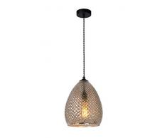 Lucide Gerben - Lampadario a sospensione in argento anticato e vetro, 40 W, colore: Nero