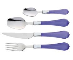 Bitossi Home Set Posate Tavola 24 Pezzi (6 Cucchiai, 6 Forchette, 6 Coltelli, 6 Cucchiaini), Linea New Romantic, Viola