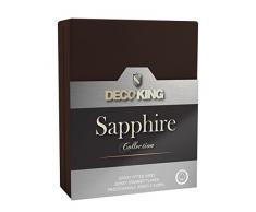 DecoKing, Lenzuolo con Angoli 180Â x 200, 200Â x 220Â cm, in Cotone Jersey, Lenzuolo con Angoli Elasticizzati, della Collezione Sapphire, Cotone, Cioccolato, 80 x 200-90 x 200 cm