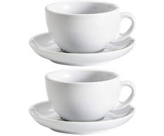 Viva Haushaltswaren - Set da 2 Tazze da Cappuccino in Porcellana, 0,28 l, Colore: Bianco