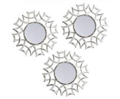 DCASA - Set di 3 specchi da parete, adesivi per la decorazione della casa, unisex, per adulti, crema (crema), unico