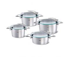 Fissler Solea - Set Pentole in Acciaio Inox, 4 Pezzi, Set Pentole Ad Induzione, Pentole con Coperchio in Vetro, Impilabili - Induzione