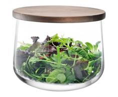 LSA International City Ciotola con Coperchio in Legno di Noce, Vetro, Trasparente, 22Â cm