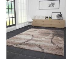 VIMODA Soggiorno Tappeto Moderno Molto Spessa Tessuto Linee Curve Motivo Erica in Marrone Beige 120x170 CM