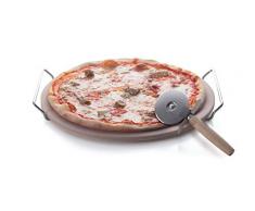 Excelsa Nonsolopizza Pietra Refrattaria per Cottura Pizza con Tagliapizza, Acciaio Inossidabile, Naturale