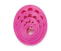 Decora Set Tagliapasta Ovale Festonato, Plastica, Fucsia, 1.5/3.5/5.5/9 x 2.2 cm, 4 Pezzi