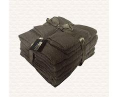 Highliving - Set di 10 Asciugamani in Cotone makÃ², Colore: Grigio