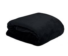 Lovely Casa P45792005 - Plaid Matrimoniale in poliestere Doudou, 220 x 240 cm, colore: Nero