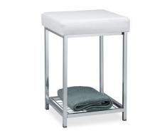 Relaxdays - Sgabello Imbottito Quadrato, con ripiano, 47 x 33 x 33 cm, Colore Bianco