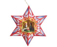 Ian Snow Retablo - Stella Natalizia con allInterno Piccolo presepe, in Carta e Ceramica, Colore: Rosso