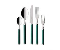 Villeroy & Boch - Play! Green Garden Posate da tavola 30 pz, posate in acciaio inox con manici di plastica verdi per 6 persone, lavabili in lavastoviglie