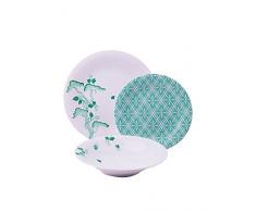 Excelsa Magatama Servizio Piatti 18 Pezzi, Porcellana, Verde
