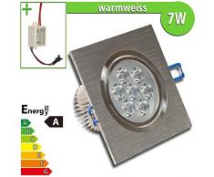LEDVero - Faretto da incasso a LED 7W bianco caldo a forma quadrata, 1 pezzo