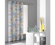 Douceur d Interno Tenda a Occhielli Microfibra Imprimee Urbanis, Poliestere, Multicolore, 240Â x 140Â cm