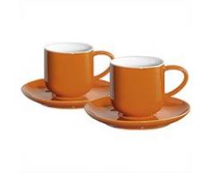ASA 19000807 tazzine Coppa, 4 unitÃ , Ceramica, 5,80 x 5,60 cm, Arancione/Bianco