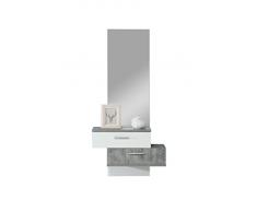 Forte Appendiabiti Compatto, Legno, Effetto Cemento Combinato con Bianco, 75.400000000000006 x 25.6 x 157 cm