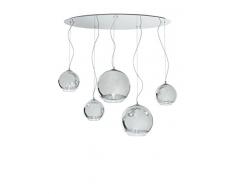 Ideal Lux Discovery SP5 Lampada a Sospensione E27, Argentato, 105 x 110 cm