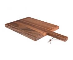 T&G Tuscany con Manico Largo Tagliere con scanalatura in Acacia e Laccio in Pelle, Grande, 42Â x 23Â x 20Â cm