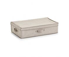 Zeller Scatola con Coperchio Stripes, in Tessuto Non Tessuto, Beige