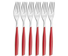 Gl3u Bugatti - 021f05 / 6 Glamour Posate forchette 6 pc Dolce San/Acciaio Rosso 16 x 26 x 3 cm