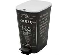 Kis Chic Pattumiera M - Pattumiera Decorata A Pedale Con Secchio Interno Per Sacchetto Da 35 Lt - 26,5X40,5X45H Coffee Menu
