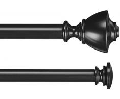 AmazonBasics - Bastone da tenda doppio da 2,54 cm con terminali decorativi a forma di urna da 0,9 a 1,83 m, Nero