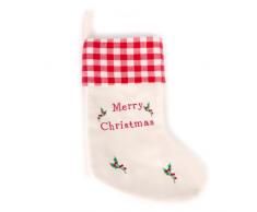 WeRChristmas Calza di Natale con Ricamo Merry Christmas, Rosso, 48 cm