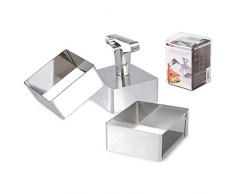 Home Professional Confezione 3 Coppapasta, Quadro, 8 cm, Acciaio Inossidabile, 8 cm