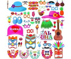 Weddecor Photo Booth Puntelli Hawaiana 46Â Pezzi Matrimonio, Compleanno, Piscina, Spiaggia, Vacanze, Motivo: Base, Feste in Decorazione DIY Funny, 28