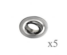 Wonderlamp Classic w-e000101Â Pack di faretti rotondi con portalampada gu10, Grigio, 9.3Â x 2.5Â cm, 5Â pezzi