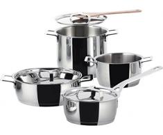 Alessi Pots&Pans AJM100S7 Batteria di Pentole di Design, Acciaio, Inox, Fondo Magnetico, 7 UnitÃ 