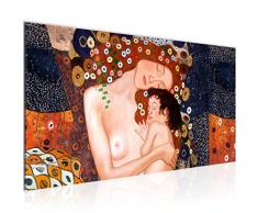 Gustav Klimt 700212a - Quadro da parete in tessuto non tessuto, motivo: mamma e bambino, formato XXL, per soggiorno, appartamento, colore: marrone, 1 pezzo