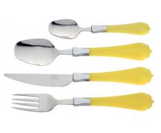 Bitossi Home Set Posate Tavola 24 Pezzi (6 Cucchiai, 6 Forchette, 6 Coltelli, 6 Cucchiaini), Linea New Romantic, Giallo