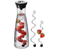 WMF Caraffa Acqua Basic in Nero/Coperchio Colore: Argento 1,0l Altezza 29Â cm Chiusura di Lenti in Vetro Acciaio Inox CromarganÂ® e Due Spiedini di Frutta